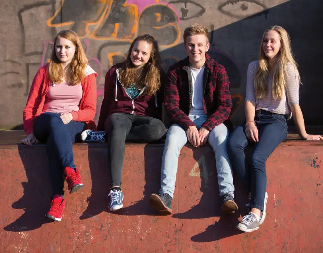 smiling sitting kids